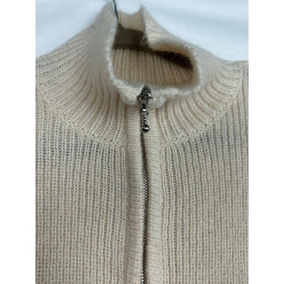 L'Academie Revolve Women's Cream Half-Zip Ribbed Sweater S Wool & Alpaca Blend - Picture 10 of 12